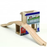 Statie de Marfa - Tunel - Pod cu 2 trasee - Set din lemn Maxim Enterprise Rail Road 